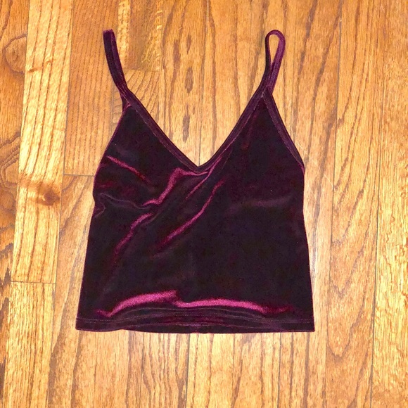 NWOT Brandy Melville velvet crop top - Picture 4 of 5